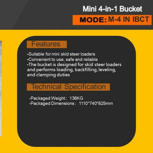 43" 4-in-1 Combo Bucket Mini Skid Steer | M-4-in-1-bucket