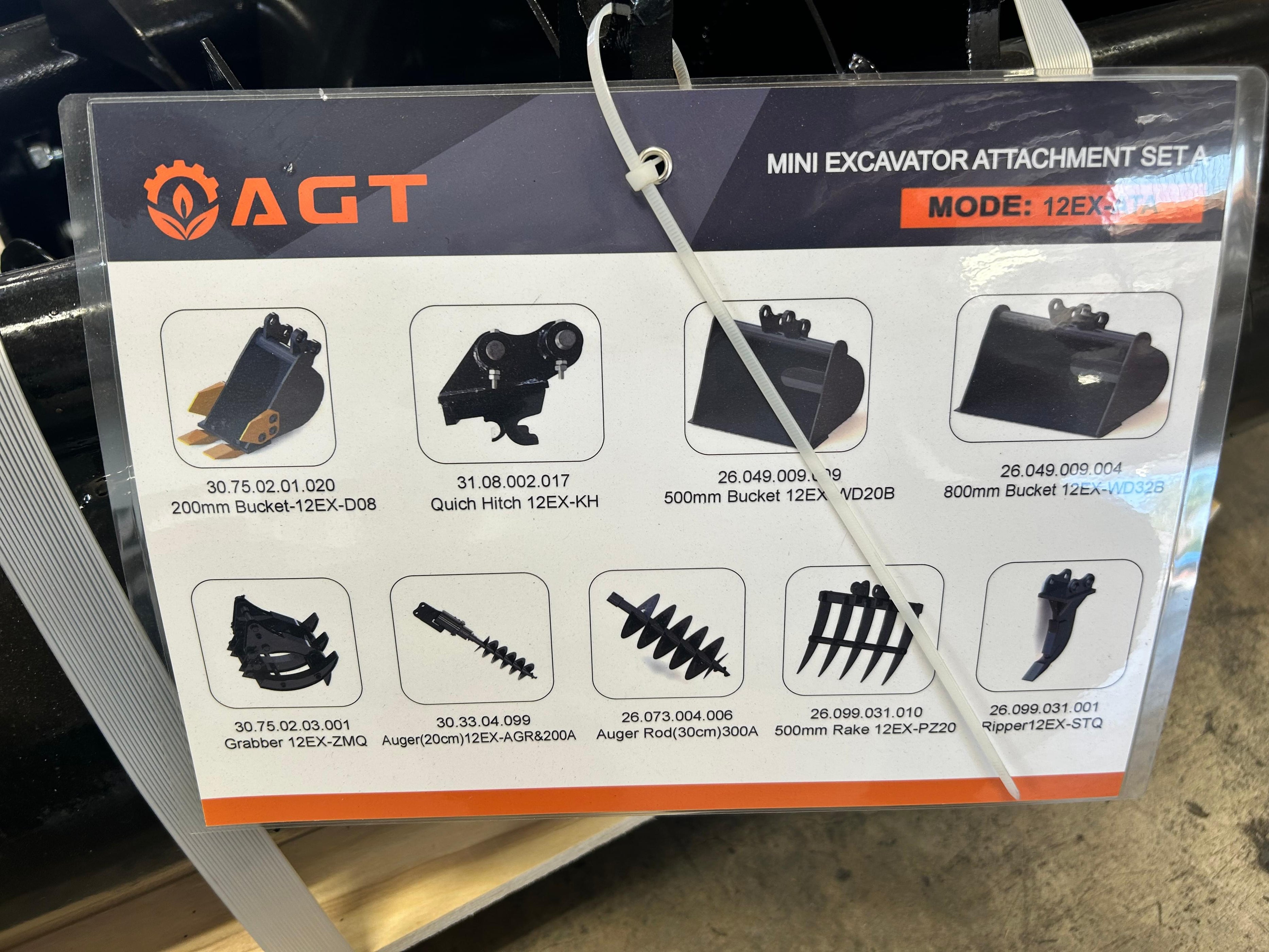 Mini Excavator Attachment Set A | 12EX-ATA | AGT Industrial Inc.| Mini ...